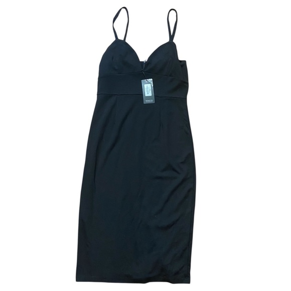 Homeyee MIDI Sundress Size 8 Black Stretch Bodycon Sweetheart Neck Party Stretch - Picture 6 of 14